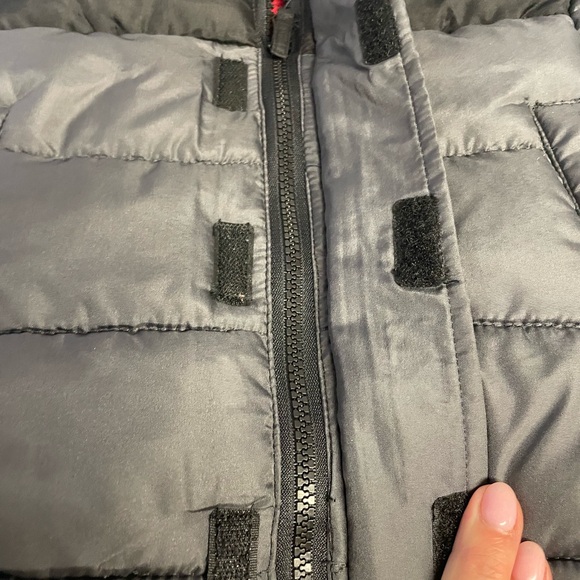 Gray and Black Kids Puffer Jacket with Red Lining - Picture 7 of 12